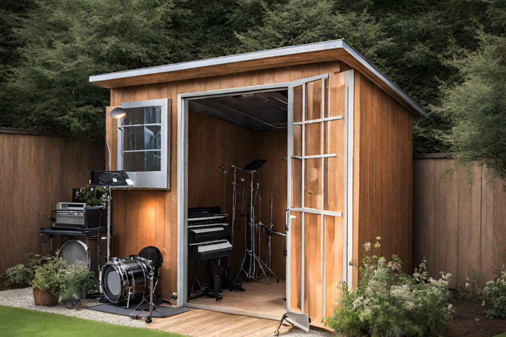 Shed with music studio