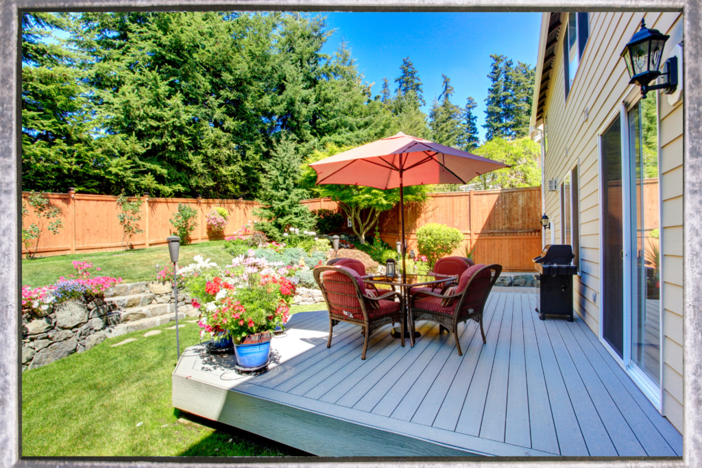 patio and backyard