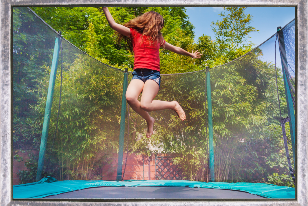 teenager on trampoline