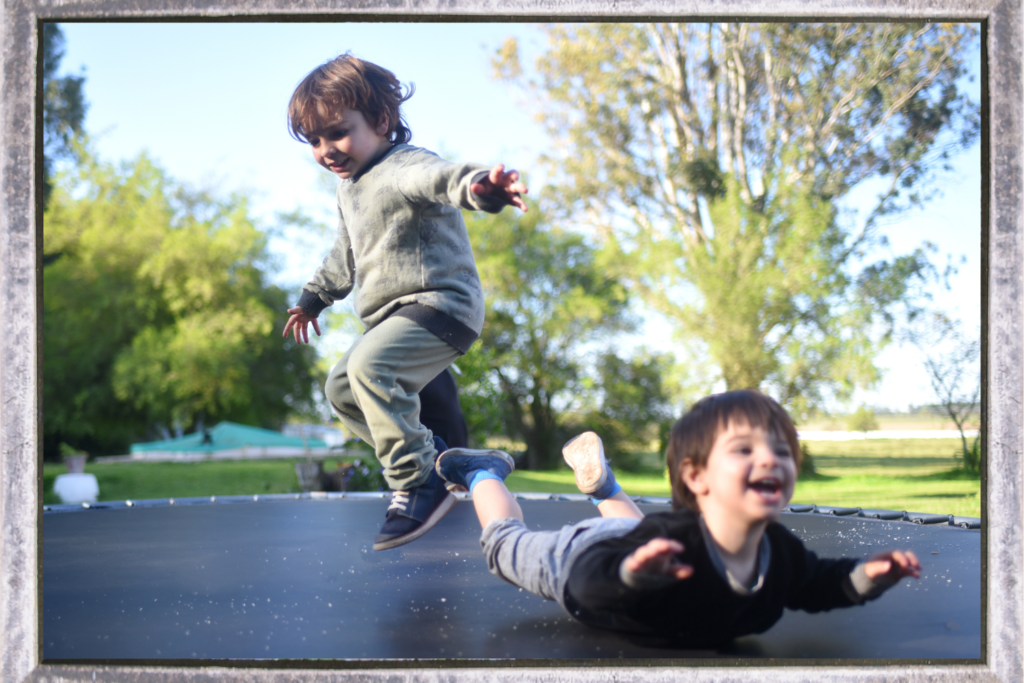 kids toddlers on trampoline